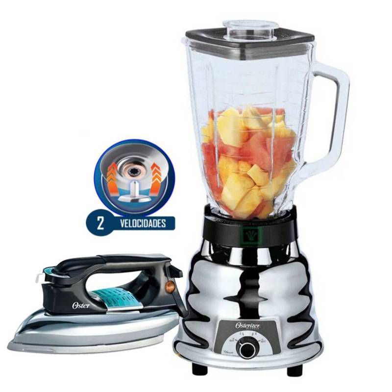 OSTER - Combo Oster Licuadora 2 vel. 250-22 clásica + Plancha Pesada