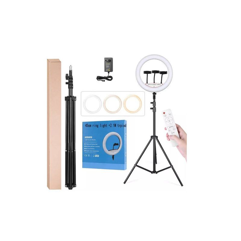 GENERICO - Aro Anillo Luz Led de 45 Cm Fotografía y Video + Trípode + Control