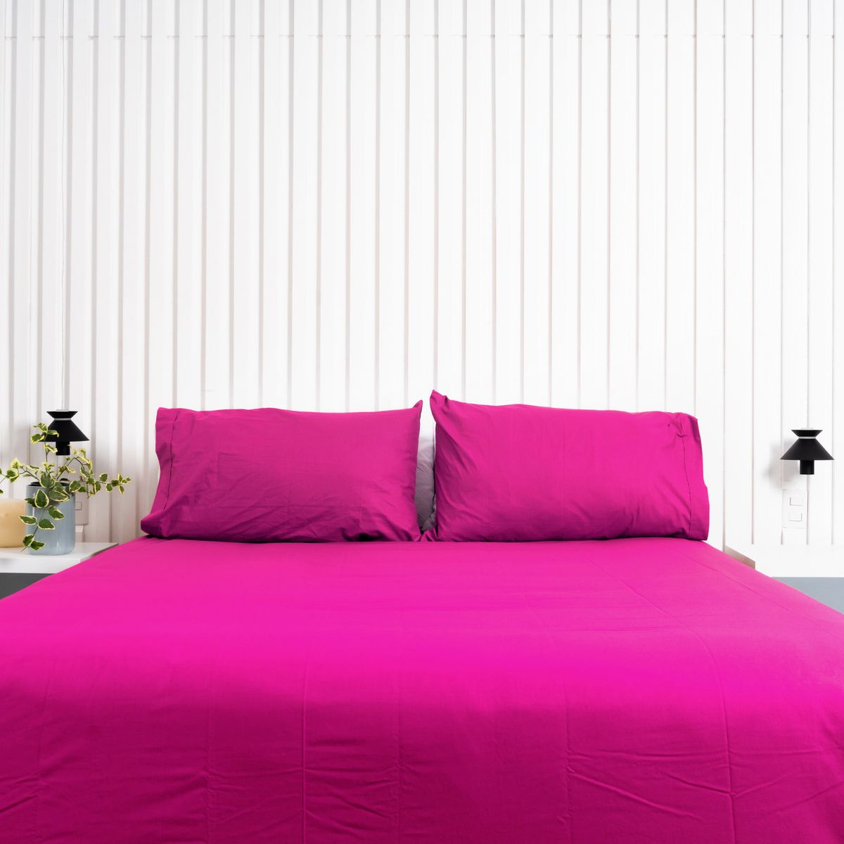 COBITEX HOME - Fundas De Almohada Lisas Fucsia Queen 100 Algodón