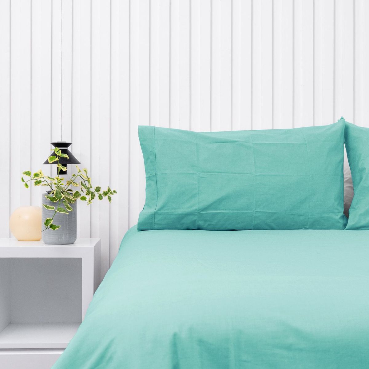 COBITEX HOME - Fundas De Almohada Lisas Turquesa King 100 Algodón