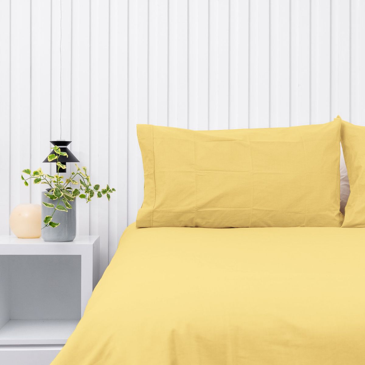 COBITEX HOME - Fundas De Almohada Lisas Amarillo 1.5 plazas 100% Algodón