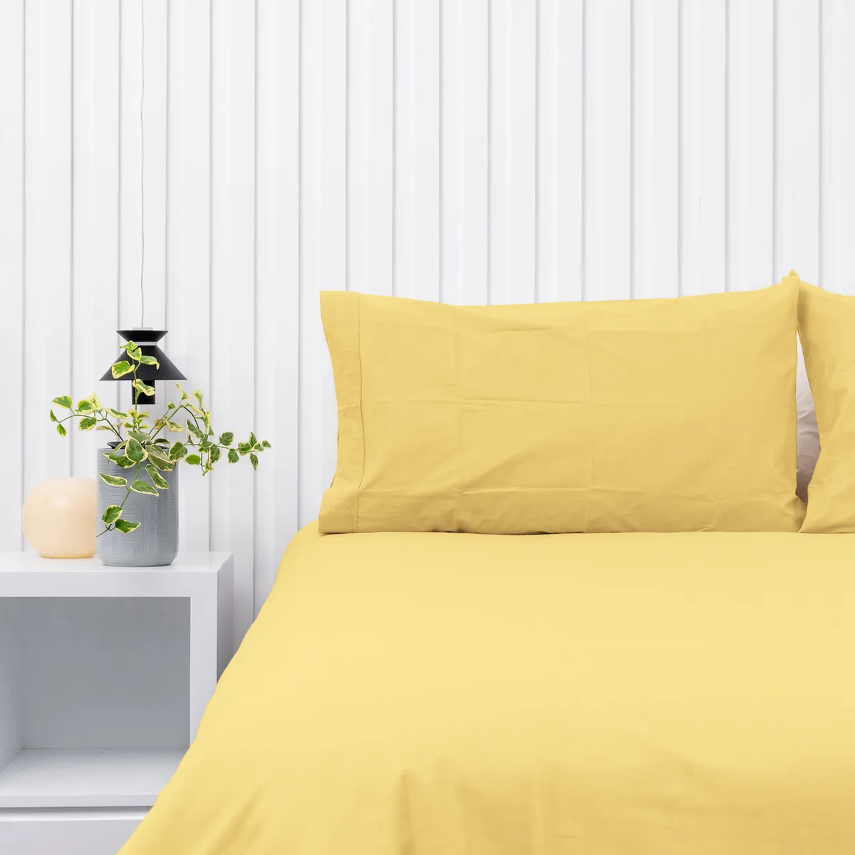 COBITEX HOME - Fundas De Almohada Lisas Amarillo 2 plazas 100% Algodón