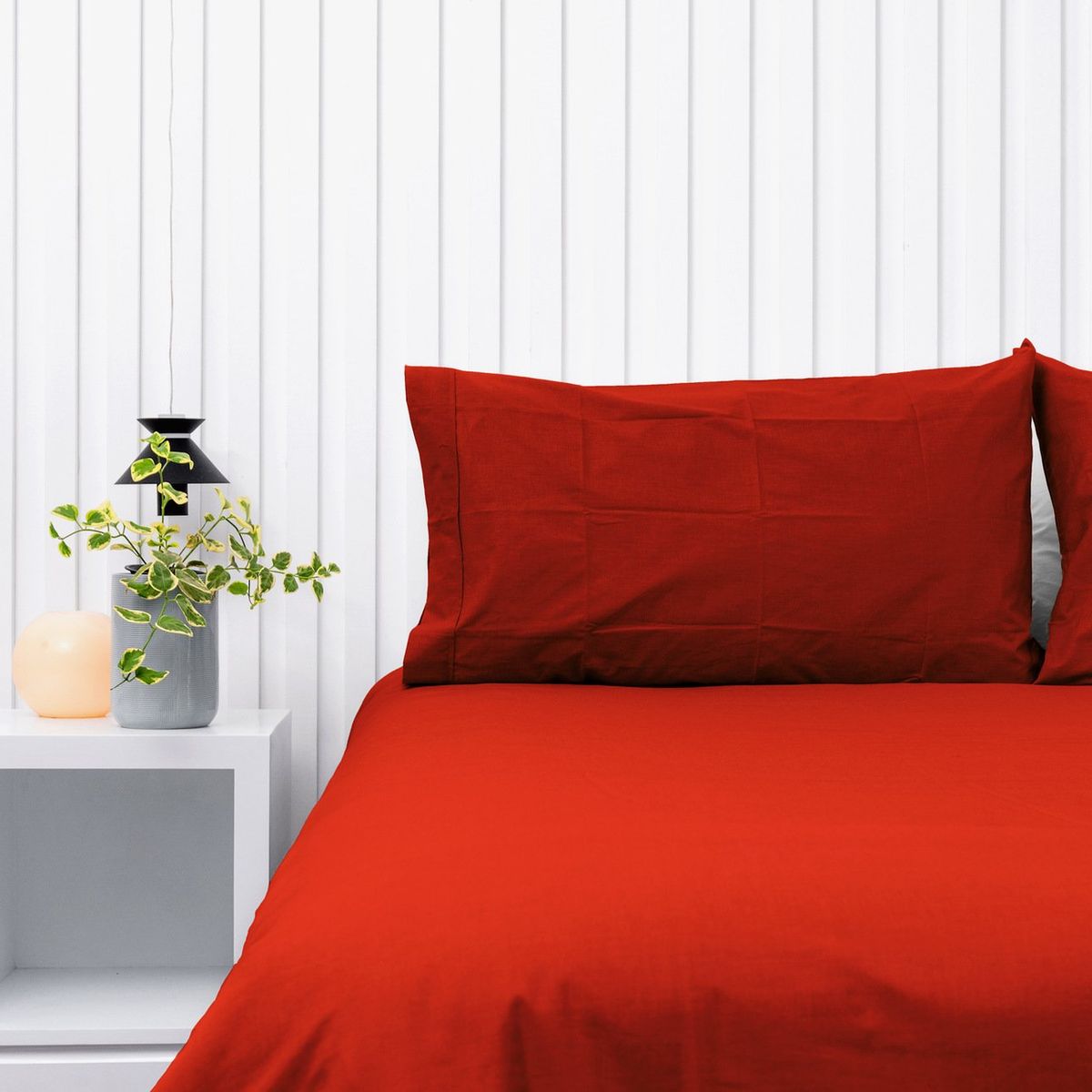 COBITEX HOME - Fundas De Almohada Lisas Rojo King 100 Algodón
