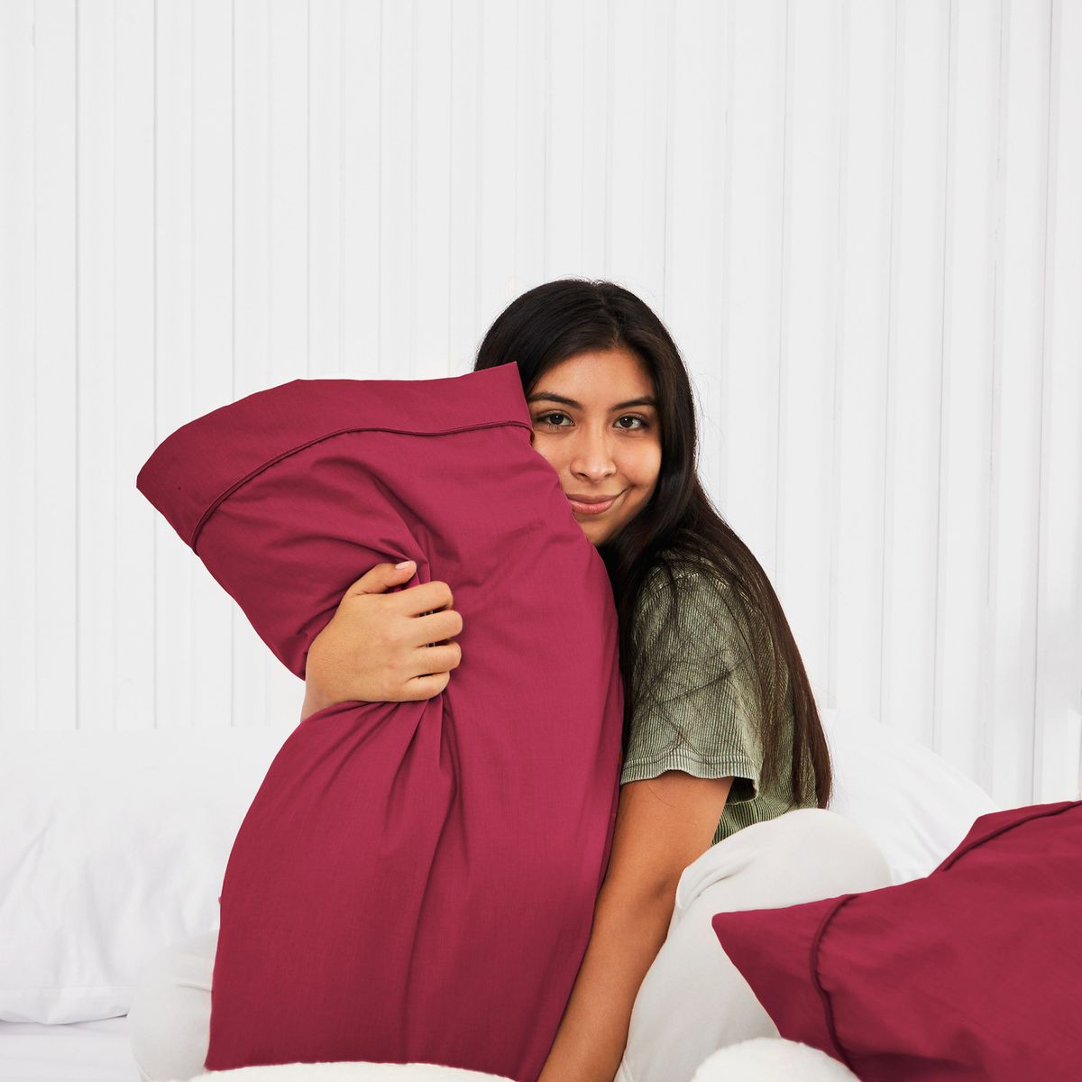 COBITEX HOME - Fundas De Almohada Lisas Guinda Queen 100 Algodón