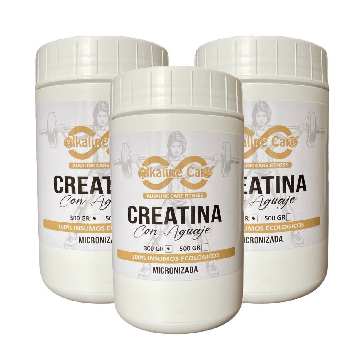 ALKALINE CARE - Creatina Micronizada con Aguaje Orgánico 300gr Alkaline Care x 3