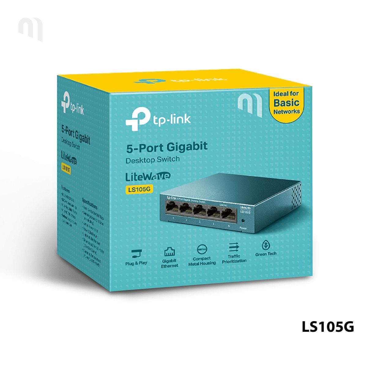 TP LINK - SWITCH TP-LINK LS105G 5 PUERTOS GIGABIT P/N: TL-LS105G METAL
