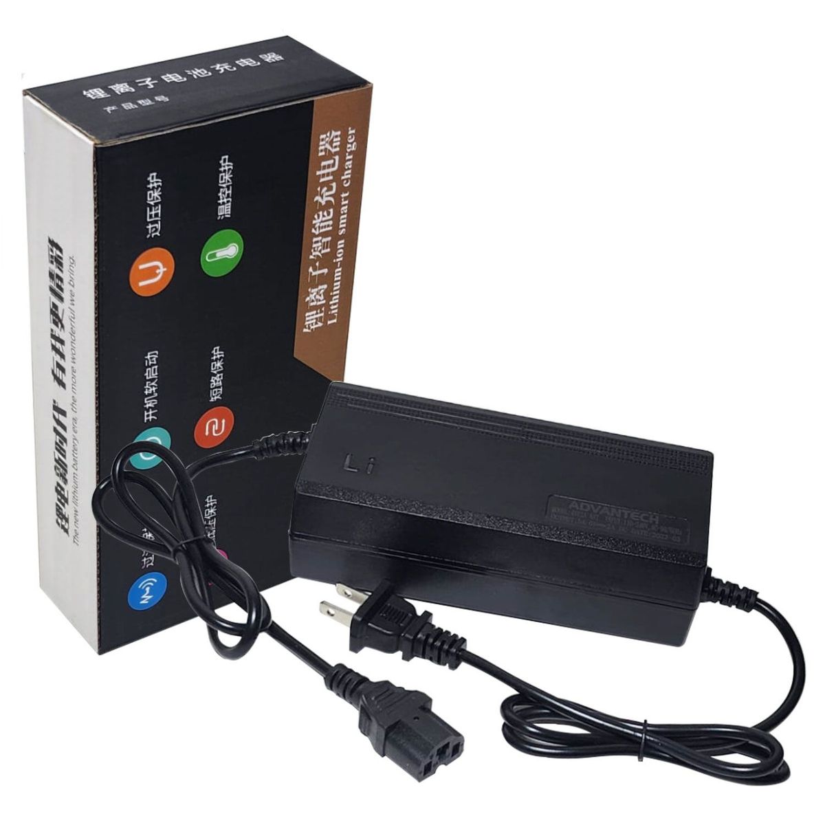 ADVANTECH - Cargador Para Bicimoto Eléctrica 48V Bat Litio Sal 54-6V 2A.