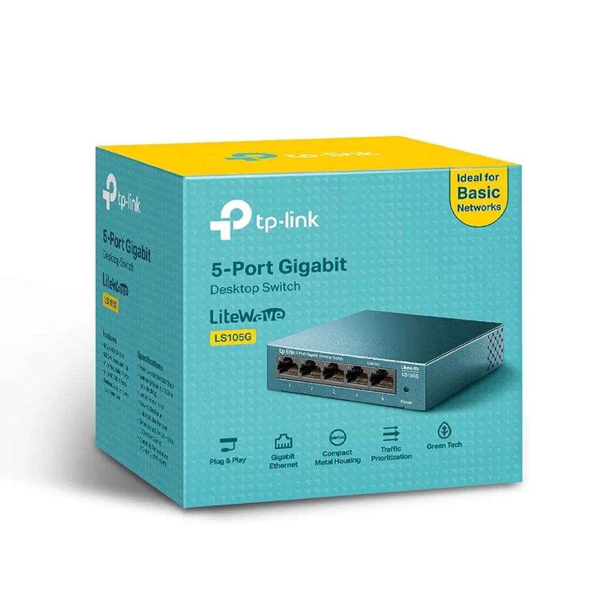 TP LINK - Switch Tp-Link Metálico 5 puertos Gigabit LS105G