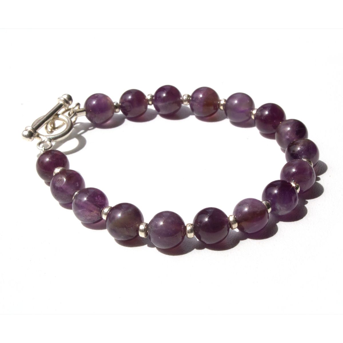 GENERICO - Pulsera Cuarzo Amatista con Plata 1Ley