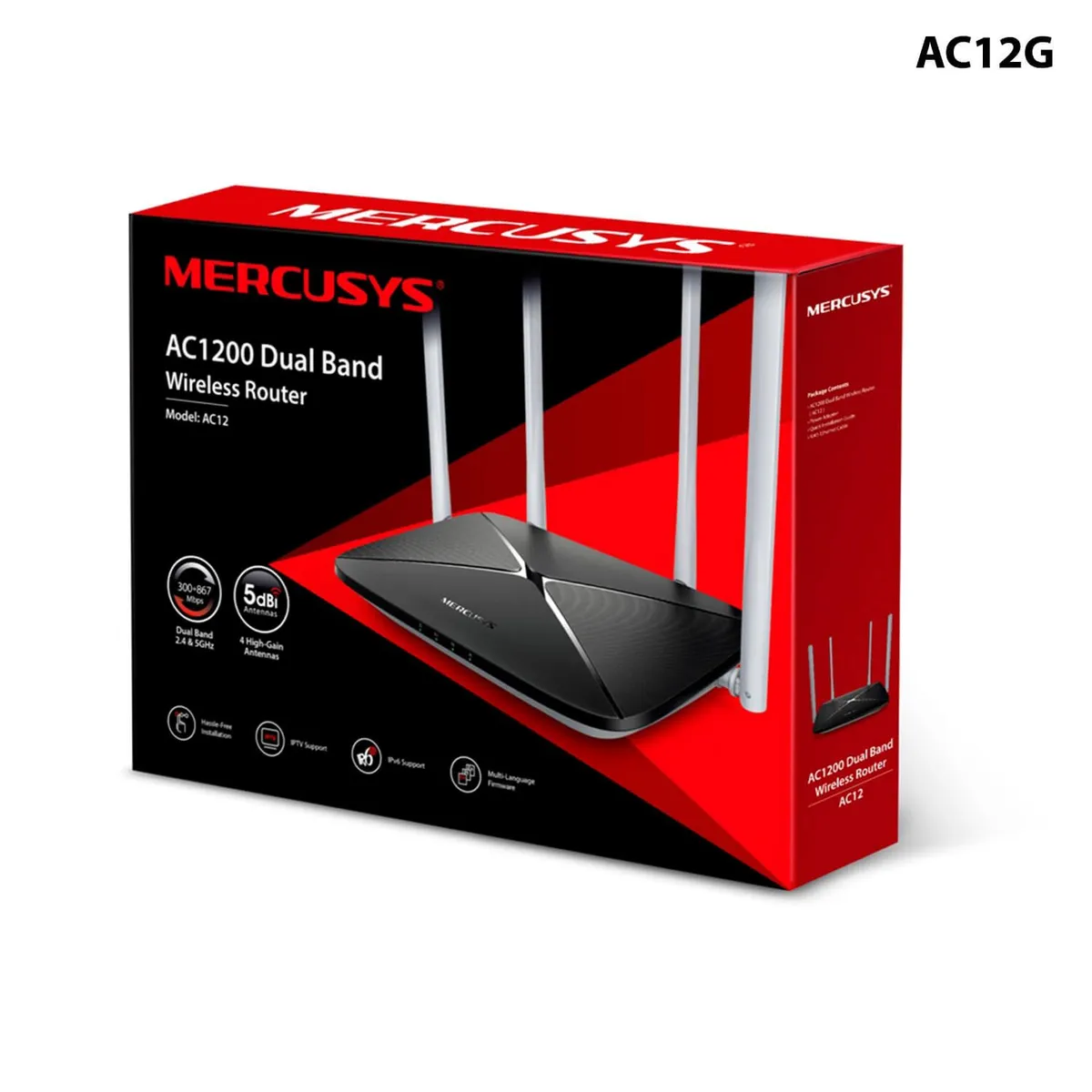 MERCUSYS - ROUTER MERCUSYS AC12G AC1300 GIGABIT 4 ANTENAS DOBLE BANDA  (AG12G)