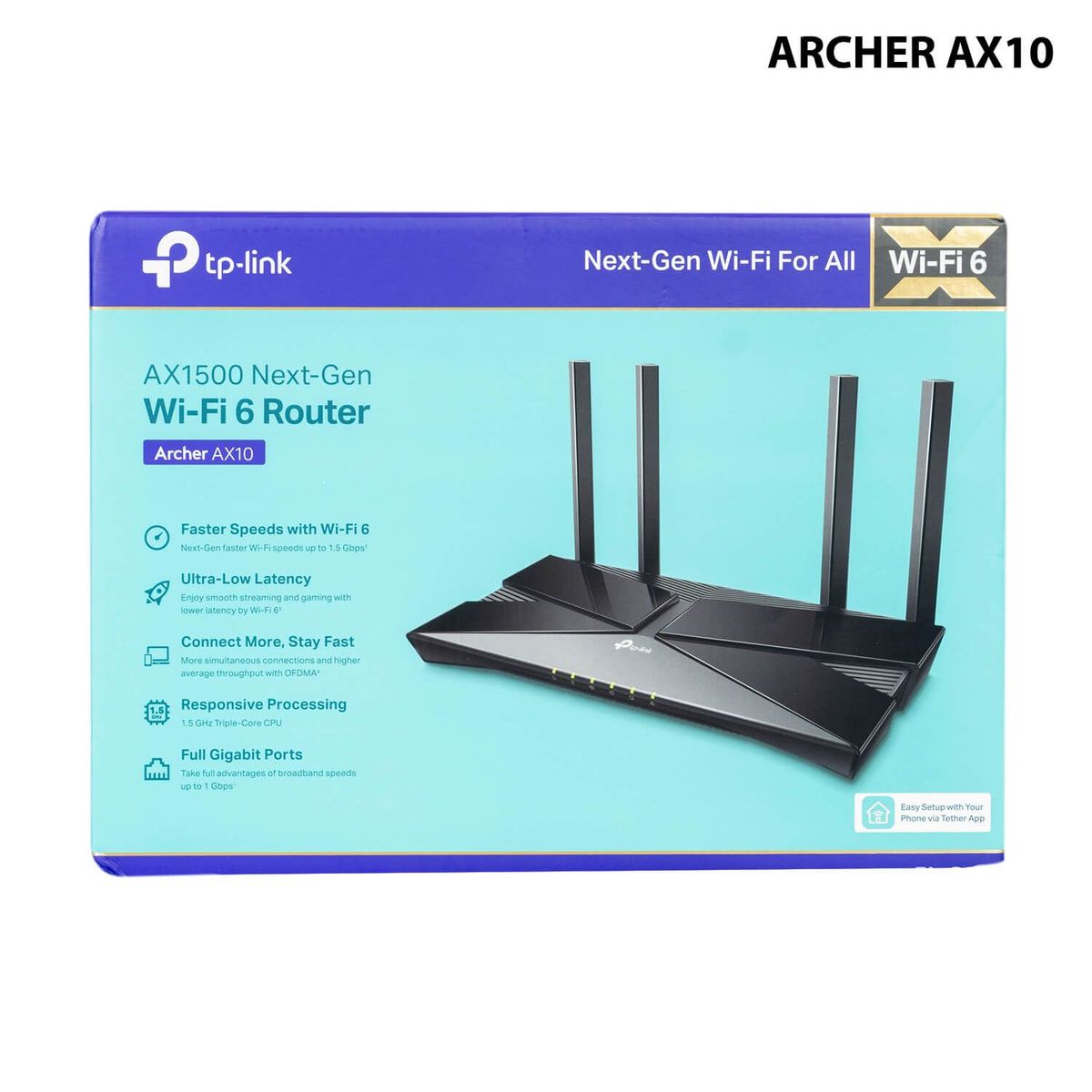 TP LINK - TP-LINK ROUTER AX1500, 4 ANTENAS, 4 PUERTOS GB (ARCHER AX10)