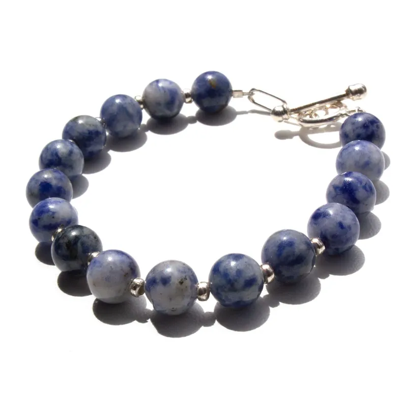 GENERICO - Pulsera Lapislázuli con Detalles en Plata 1Ley