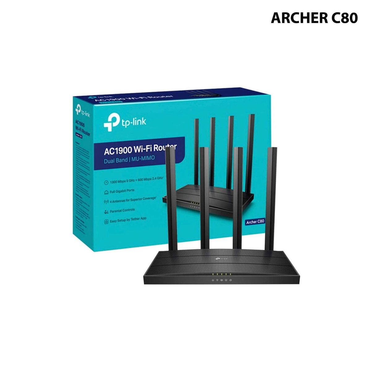 TP LINK - TP-LINK ROUTER AC1900, 4 ANTENAS, 4 PUERTOS GB. (ARCHER C80)