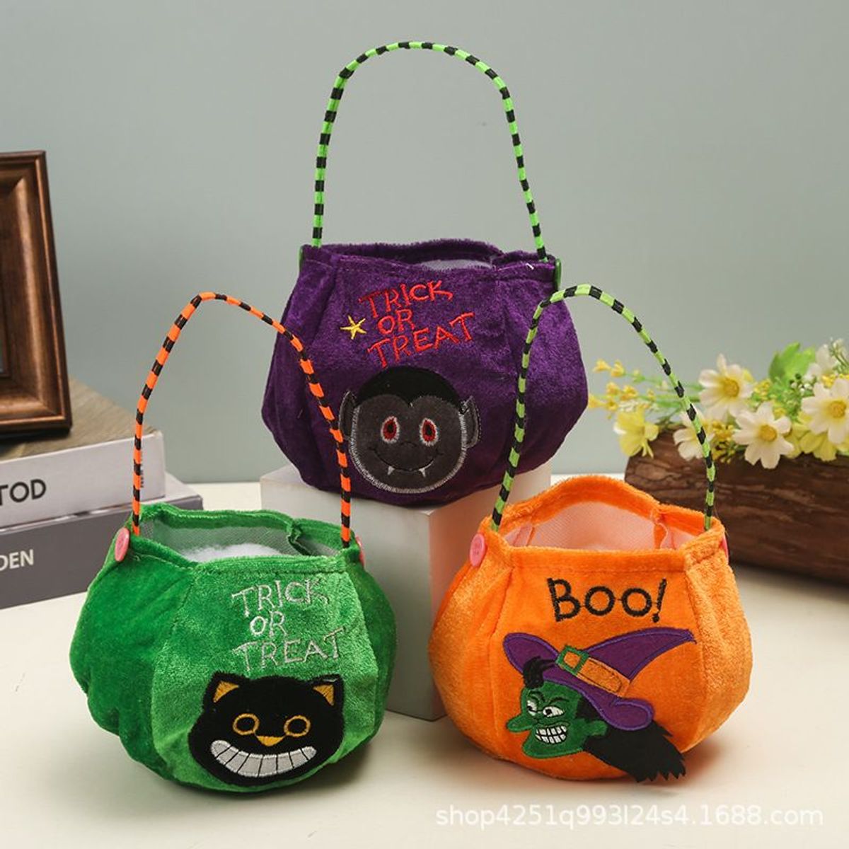 GENERICO - 3 unid - Bolsa para dulces Halloween bolsito de niños Calabaza, bruja