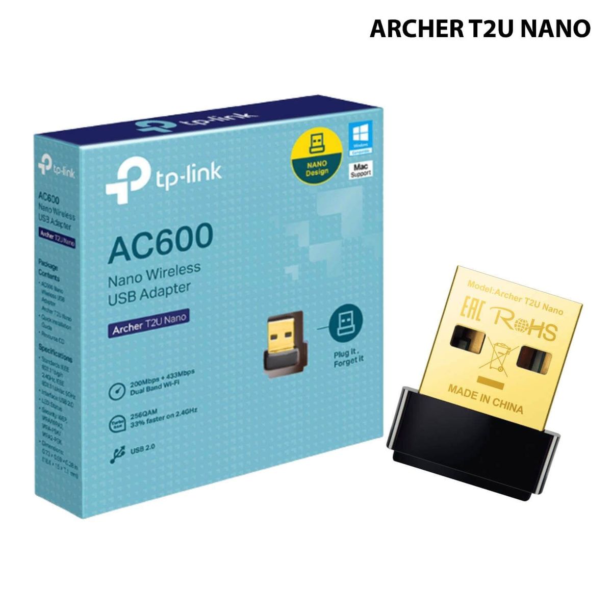 TP LINK - TP-LINK ADAPTADOR NANO USB AC600 ARCHER T2U NANO