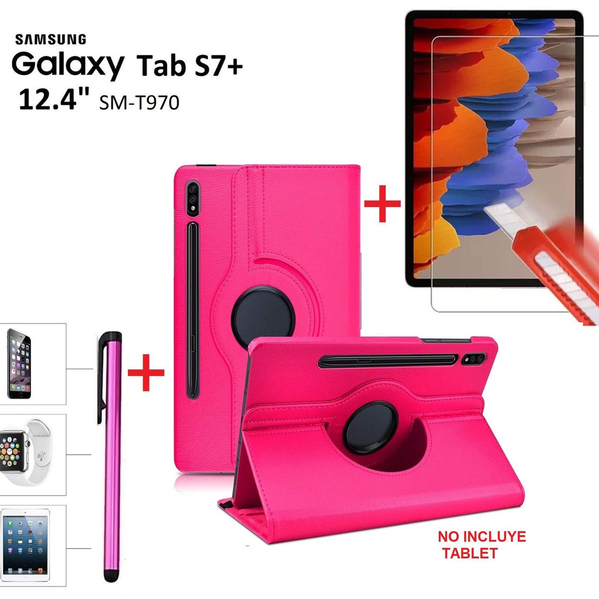 GENERICO - Funda + Mica + Lapiz para Samsung Tab S7+ Plus 12.4 SM-T970 Protector