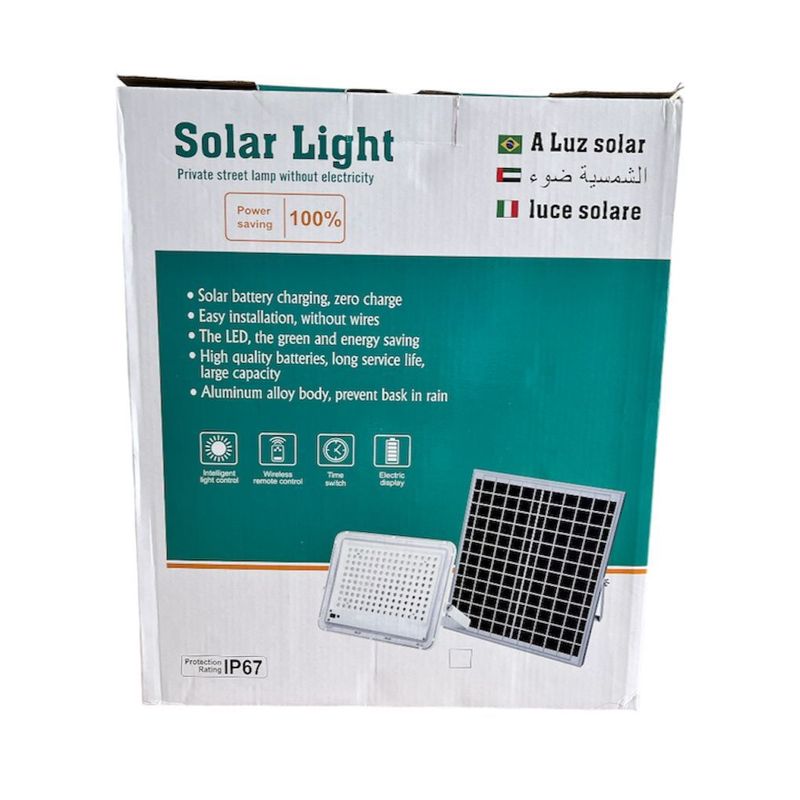 GENERICO - REFLECTOR DE ILUMINACIÓN PARA EXTERIOR DE 200W CON PANEL SOLAR