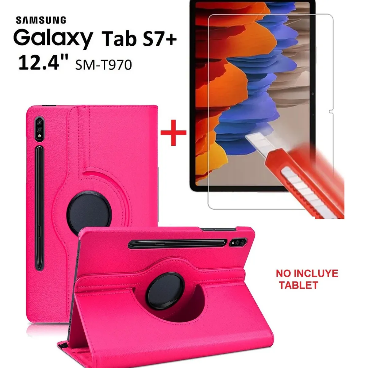 GENERICO - Funda Giratoria + Mica de Vidrio para Samsung Tab S7 Plus 12.4 SM-T970