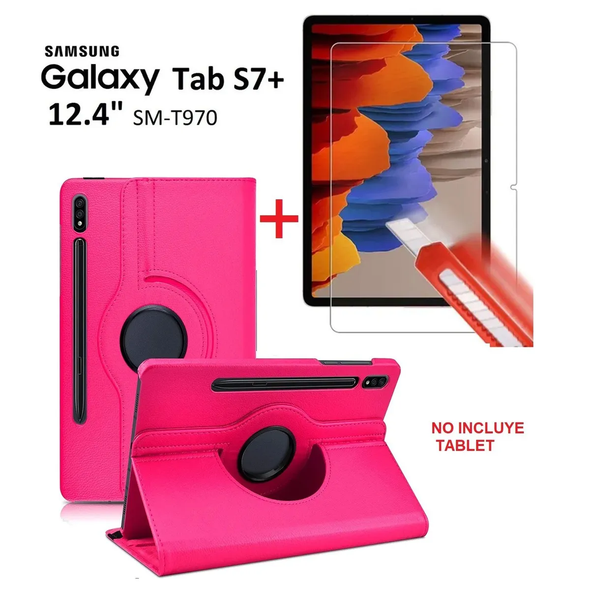 GENERICO - Funda Giratoria + Mica de Vidrio para Samsung Tab S7 Plus 12.4 SM-T970