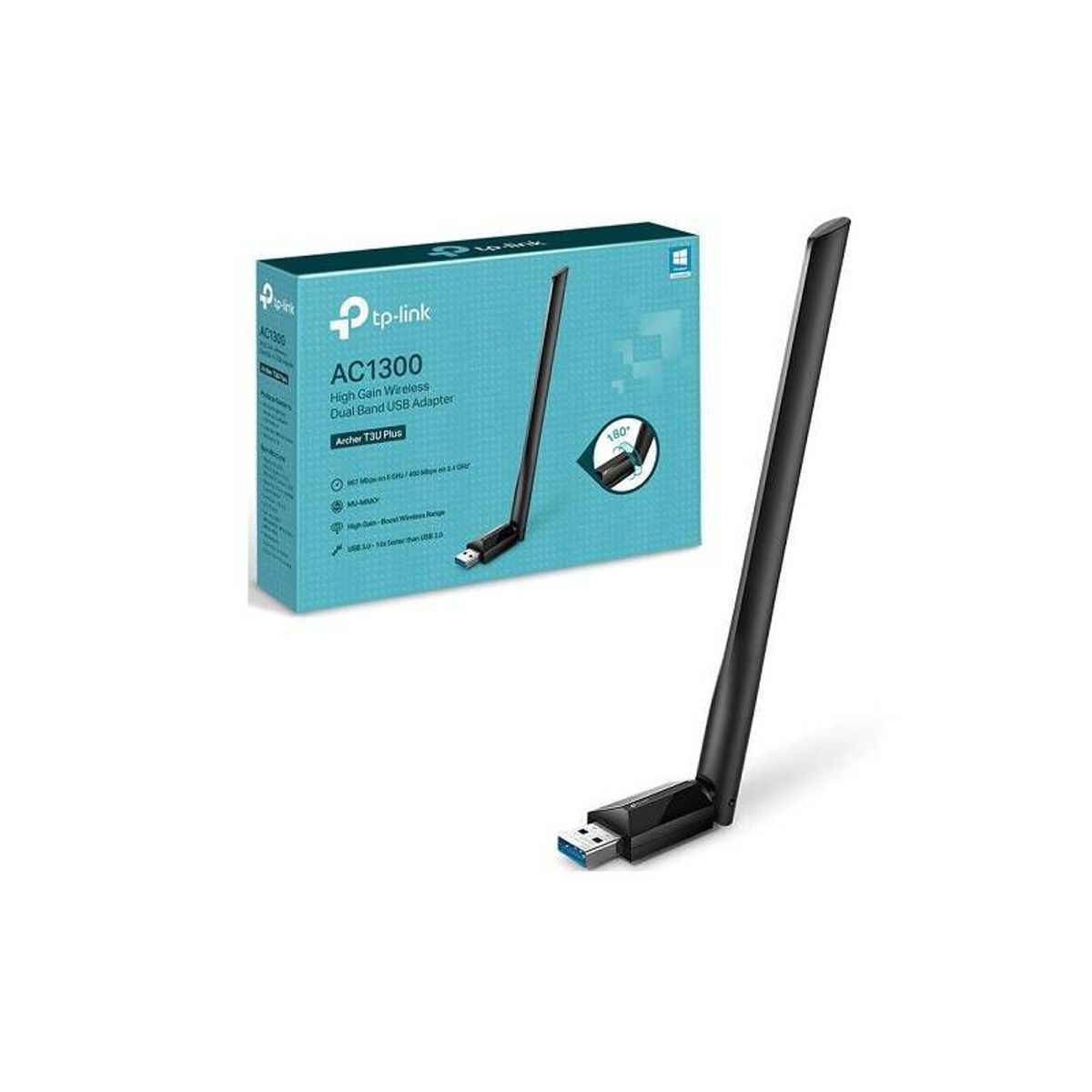 TP LINK - TP-LINK AC1300 HIGH GAIN DUAL BAND USB ADAPTER ARCHER T3U PLUS