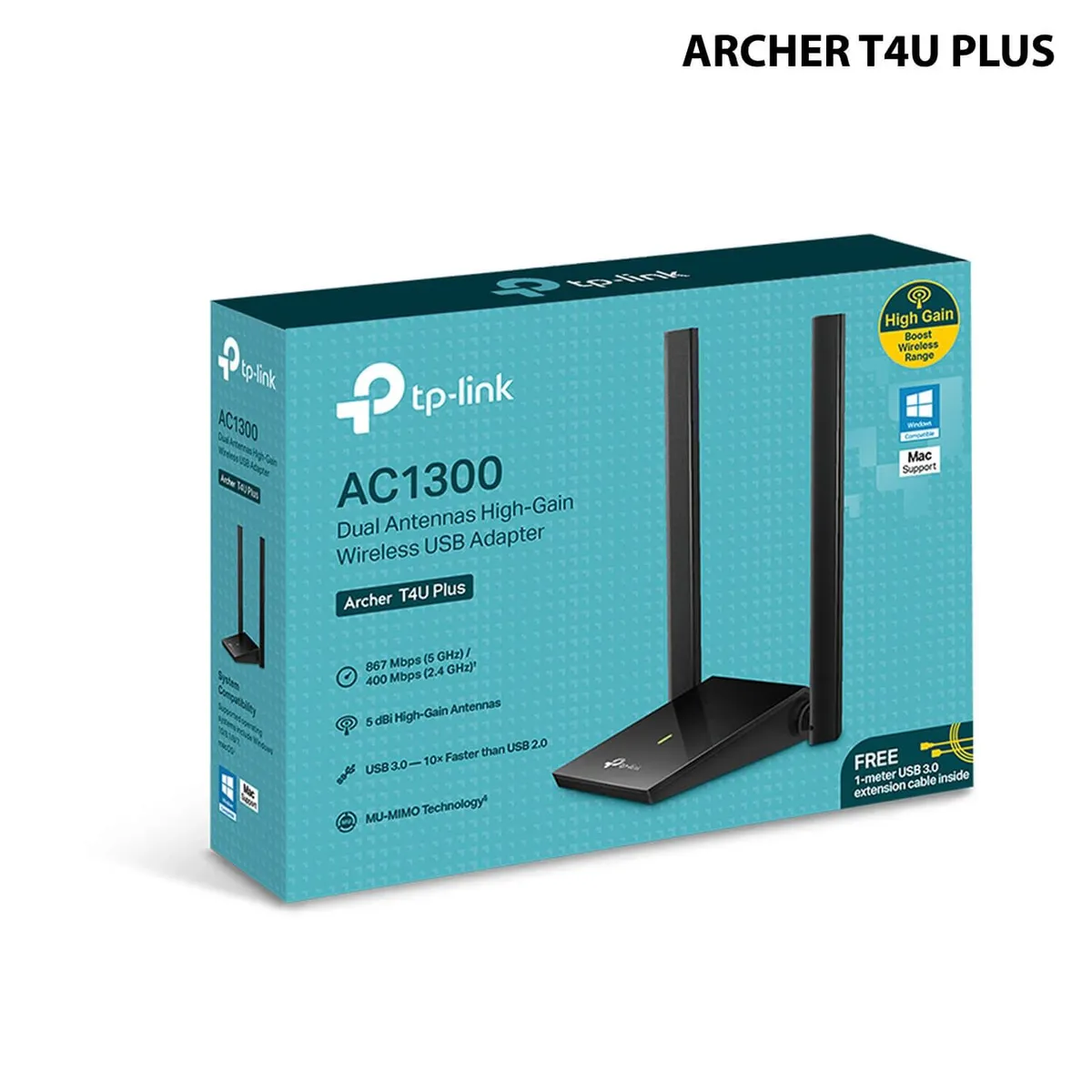 TP LINK - TP-LINK ADAPTADOR USB AC1300 DOBLE BAND INALÁMBRICO ARCHER T4U PLUS
