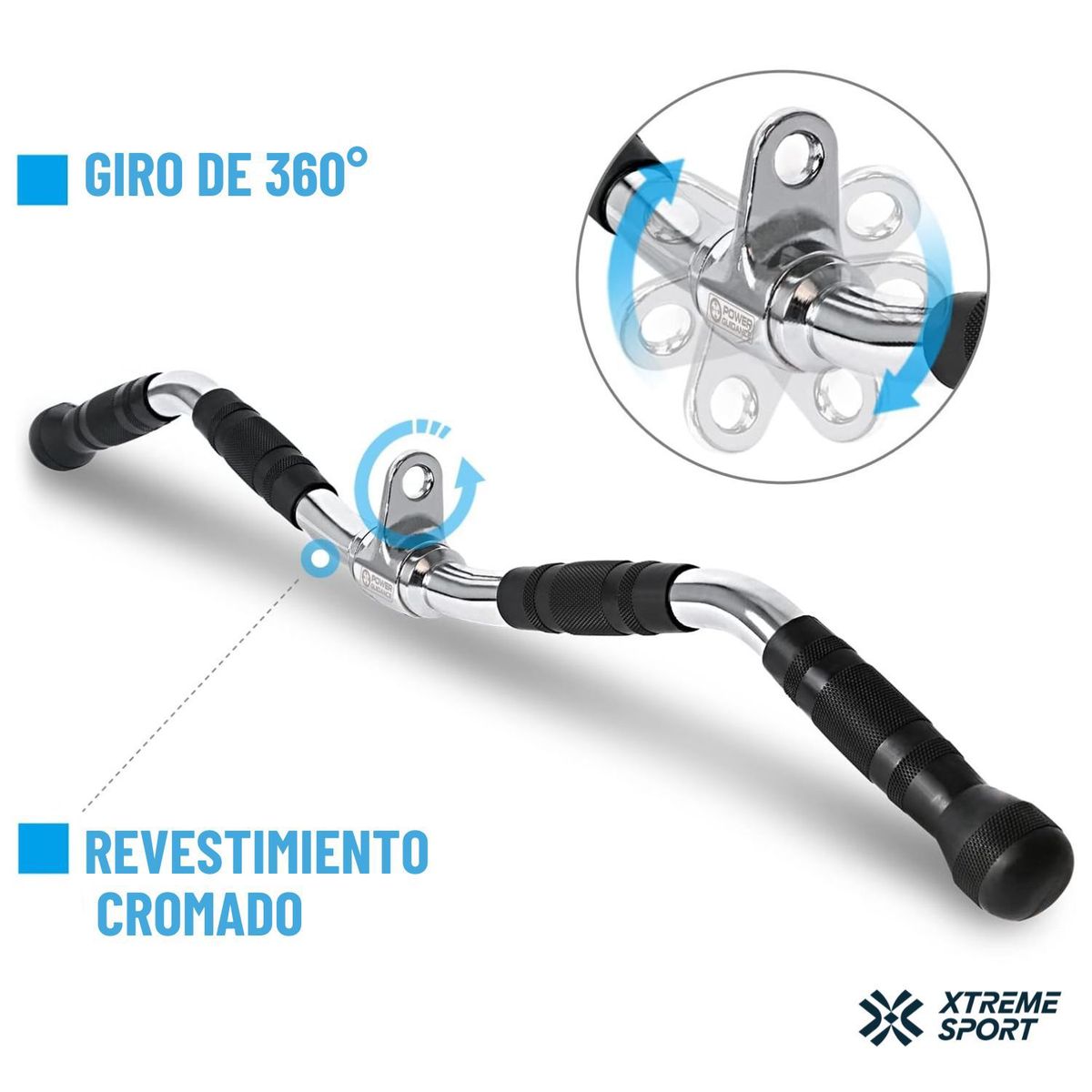 XTREME SPORT - Barra de Curl solida  Accesorio de Polea Giratorio