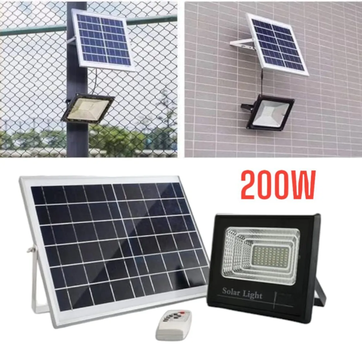 OEM - Reflector Solar Led 200Watts con Panel Solar Exteriores