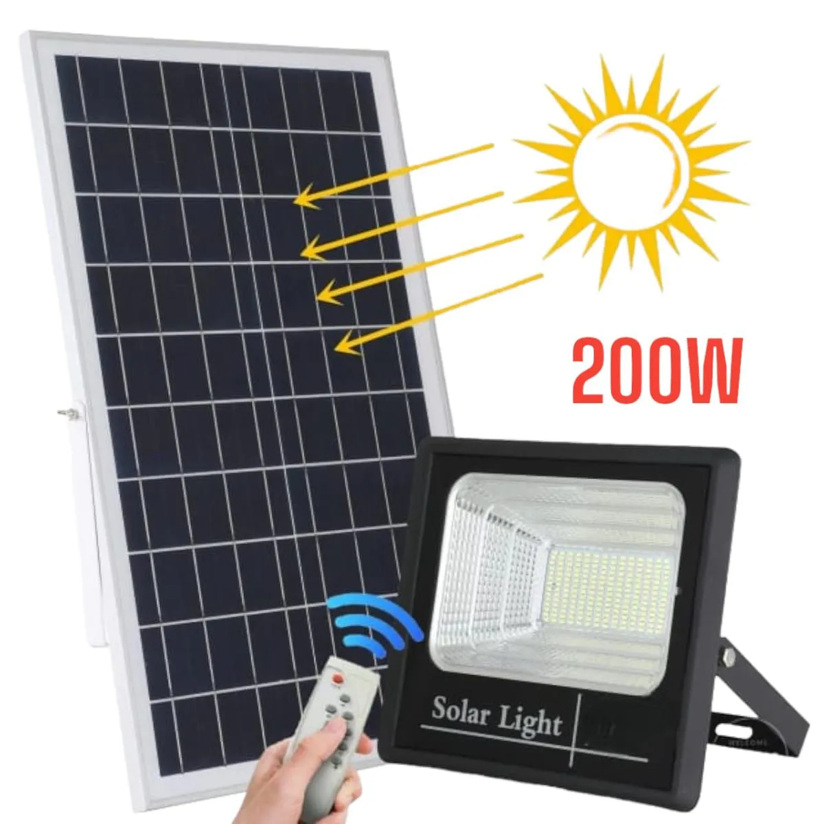 OEM - Reflector Solar Led 200Watts con Panel Solar Exteriores