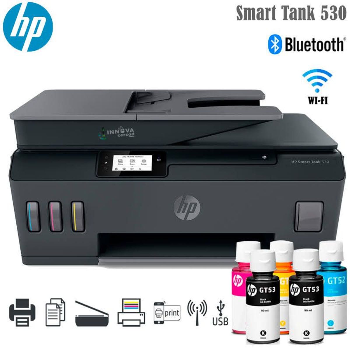 HP - Impresora Multifuncional HP Smart Tank 530 ADF Wifi Bluetooth