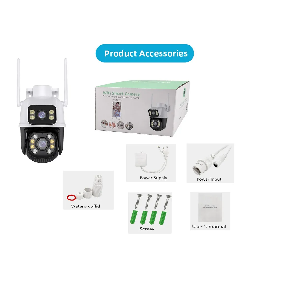 GENERICO - Cámara IP A28B Wifi Ptz Doble Lente 360 Exterior Sirenas Alarma