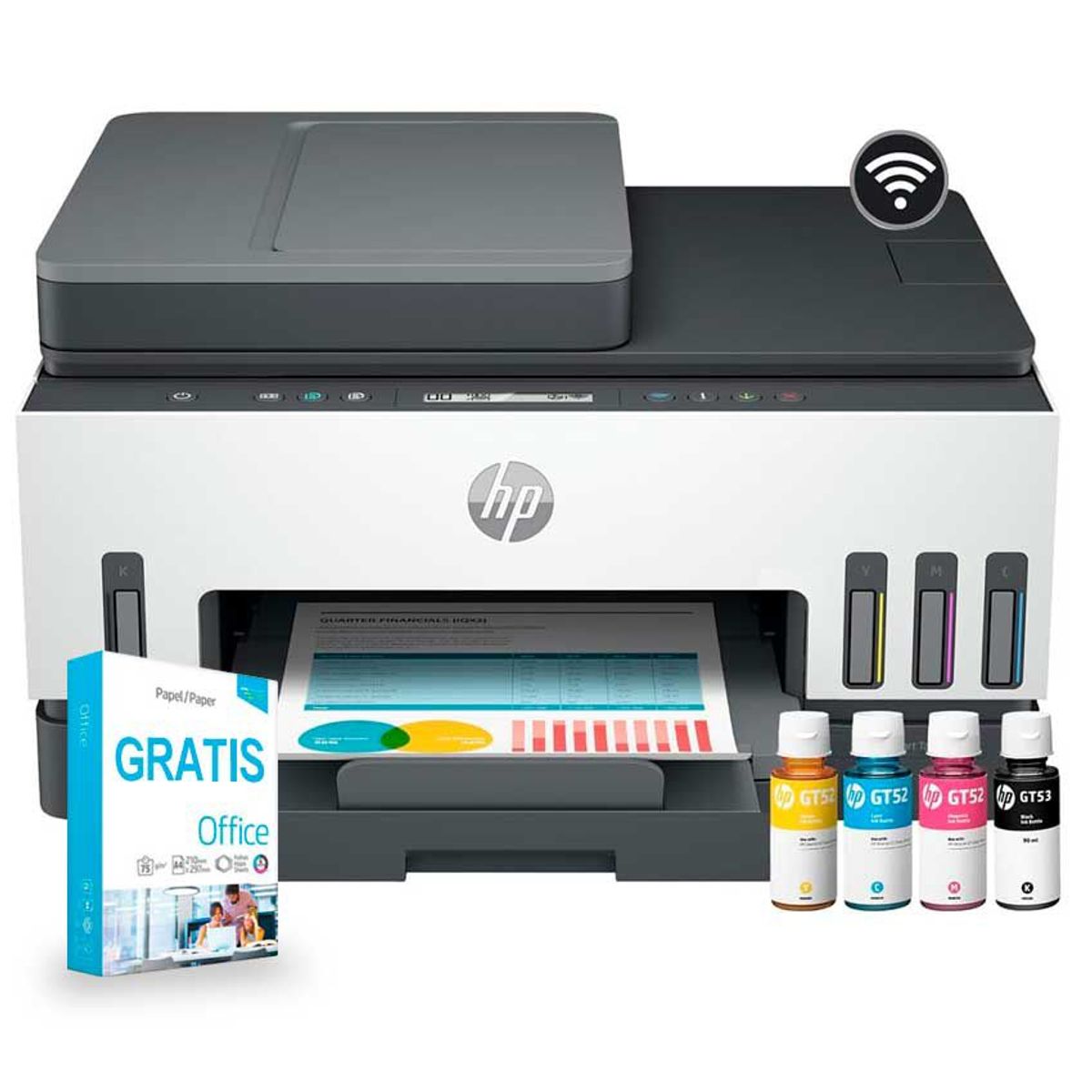 HP - Impresora HP Smart Tank 750 Multifuncional Dúplex Wi-Fi Bandeja ADF