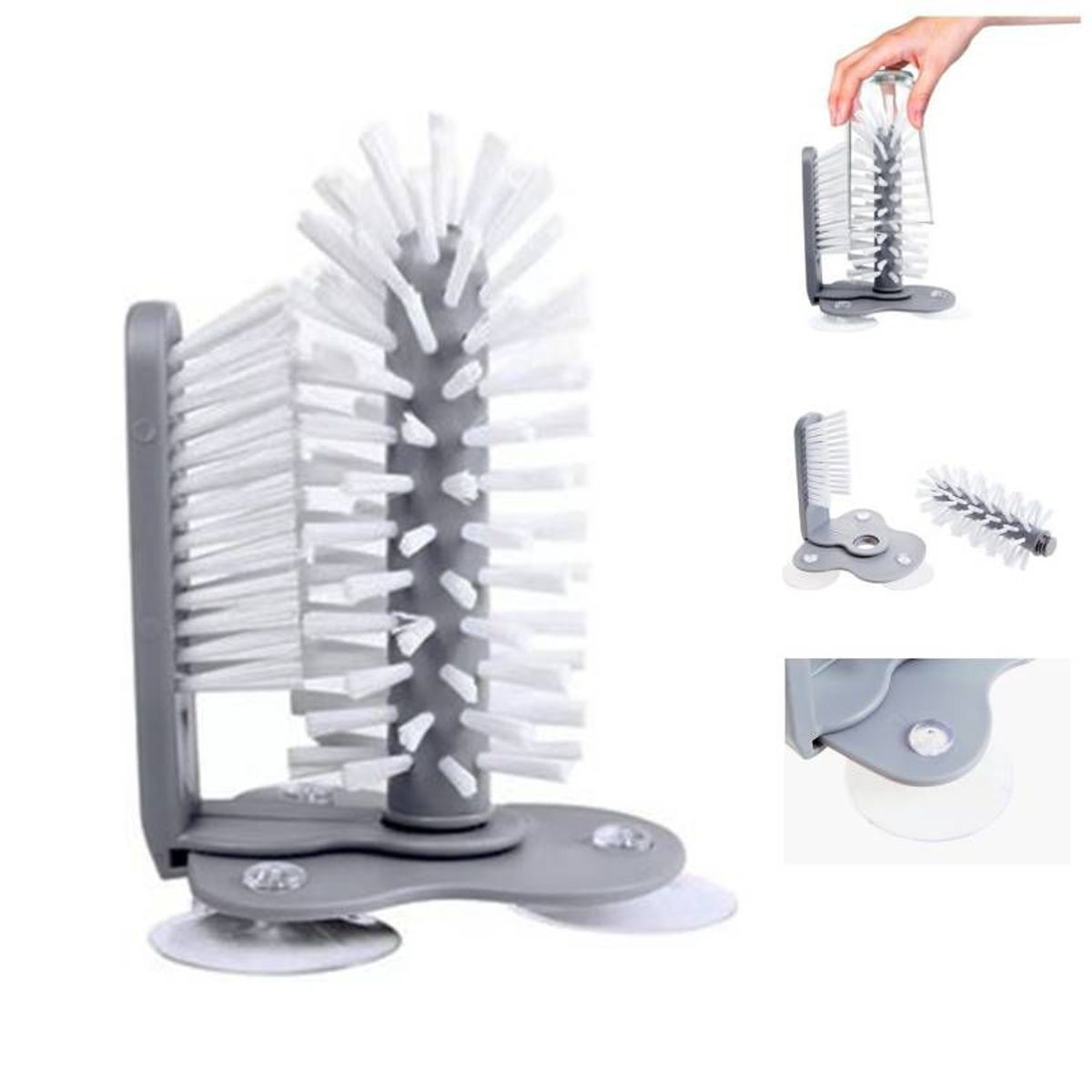 GENERICO - Cepillo para Lavar Vasos con Chupón Succión