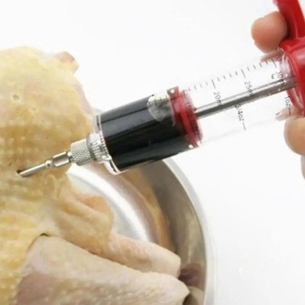 GENERICO - Jeringa de pavo herramientas de hornear inyector de condimentos carnes