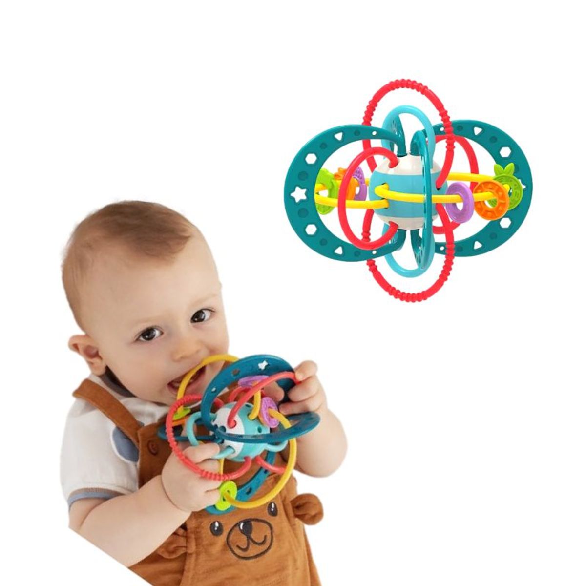 HUANGER - Juguete Mordedor Sonajero Alivia la Dentición Color Azul