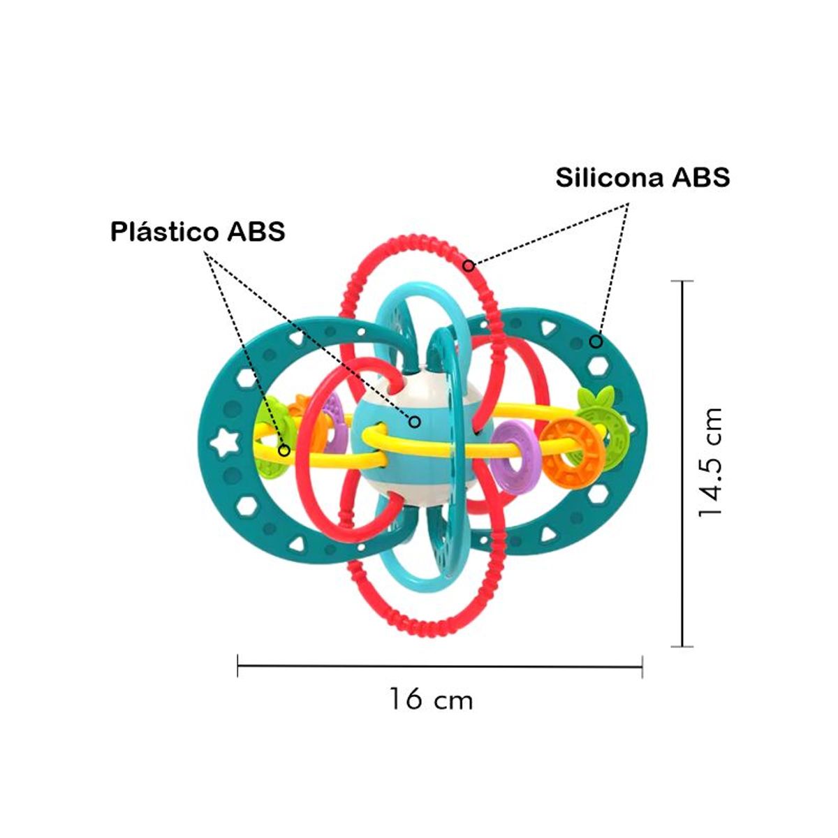 HUANGER - Juguete Mordedor Sonajero Alivia la Dentición Color Azul