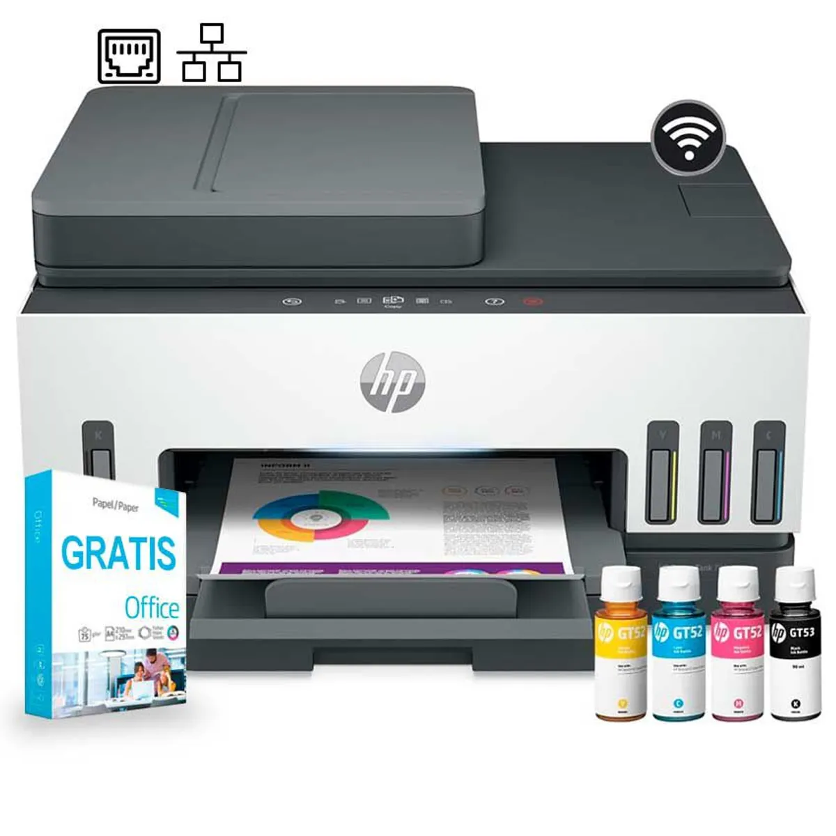 HP - Impresora HP Smart Tank 790 Multifuncional Dúplex ADF Puerto USB