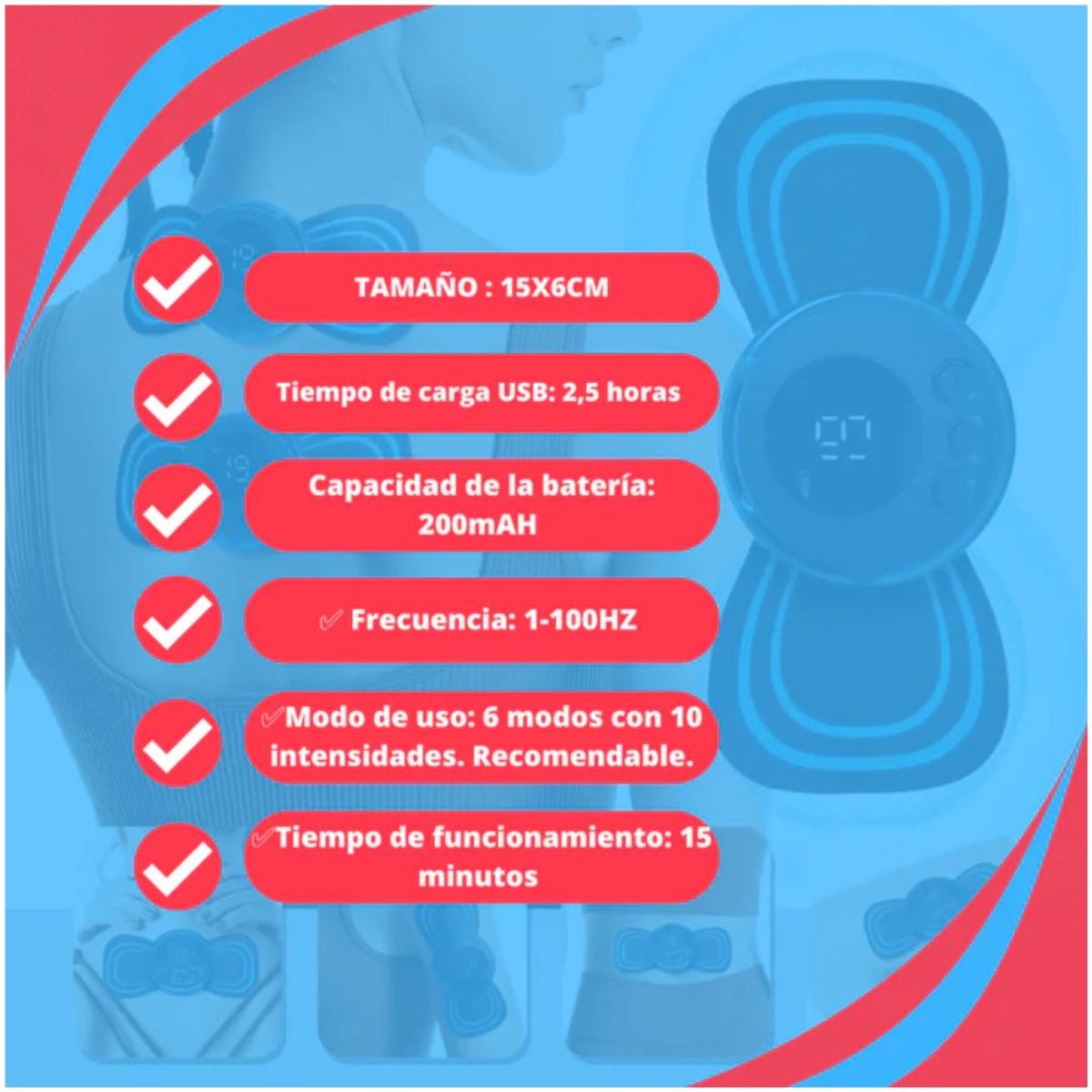 INSPIRA MARKET - Masajeador muscular mini masajeador de cuerpo electrico portatil