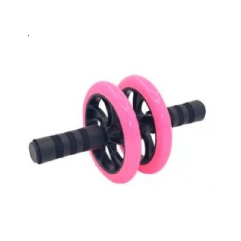 GENERICO - Rueda Abdominal Doble Color Rosado Entrenamiento Fitness
