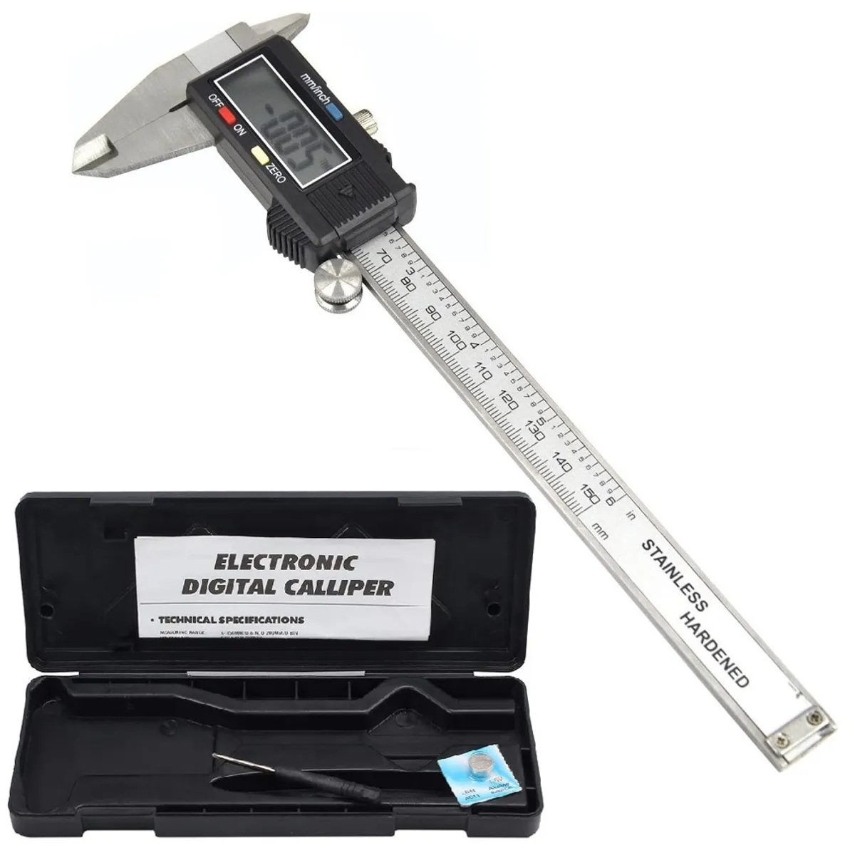 GENERICO - Calibrador Vernier digital 150 mm 6 pulgadas Acero Inoxidable Mas Estuche