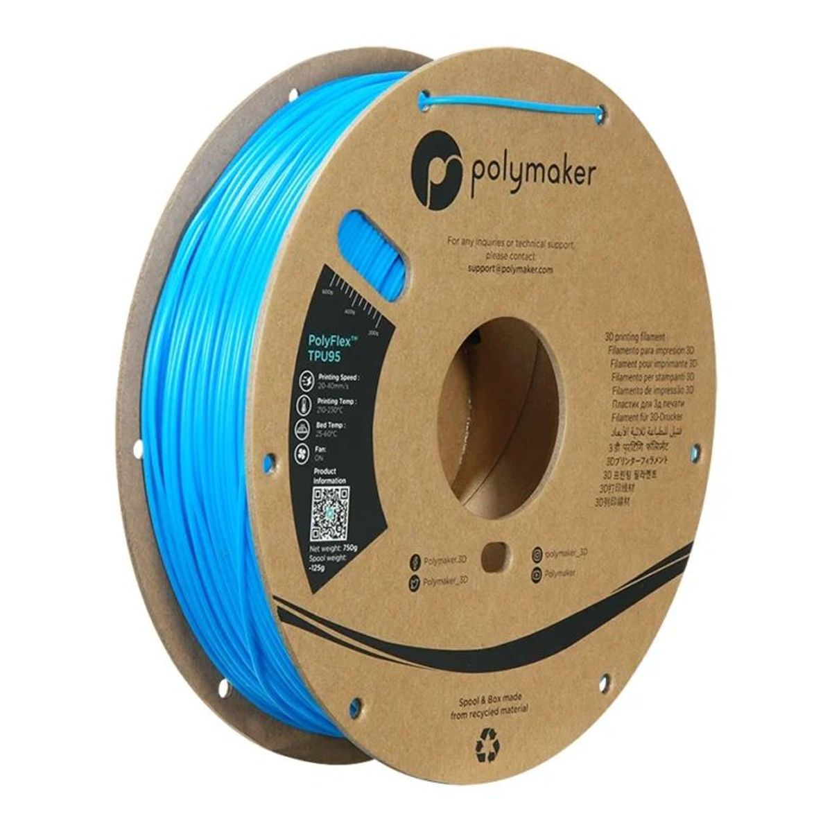 POLYMAKER - Filamento Polyflex Azul TPU95 175mm 750g
