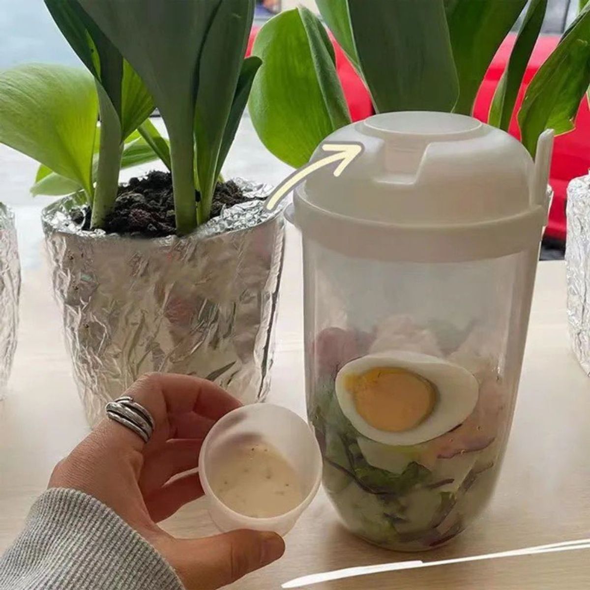 GENERICO - Vaso Mezclador Porta Ensaladas Frutas Cereales Yogurt con Tenedor