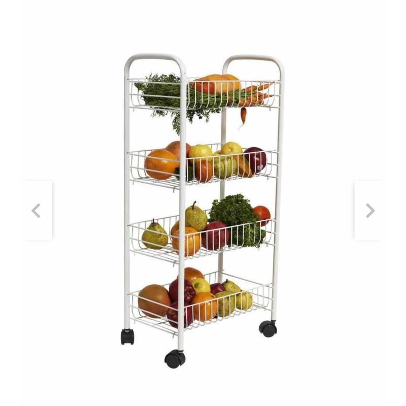 GENERICO - Verdulero de Cocina Organizador de 4 Niveles de Metal con Ruedas