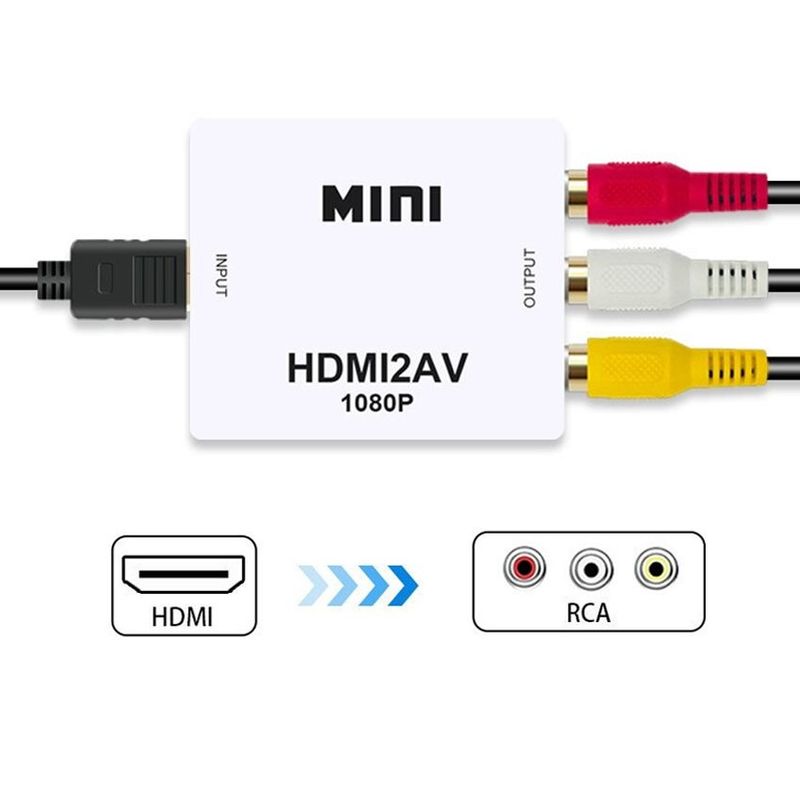 GENERICO - Adaptador Convertidor HDMI a RCA AV 1080p HD PAL NTSC