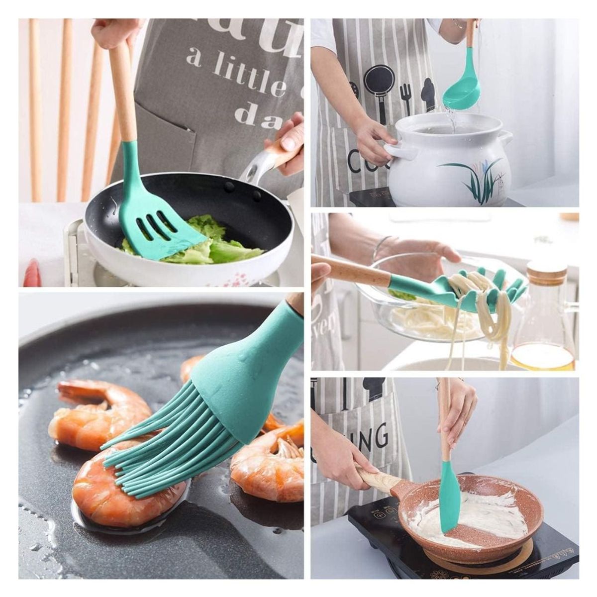 OEM - Set 12 Piezas de Utensilios de Silicona VERDE