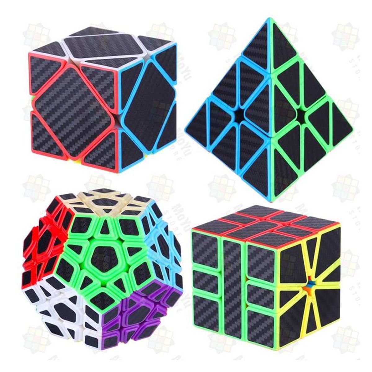 MOYU - Cubos Rubik Moyu - Set 4 Cubos Carbón