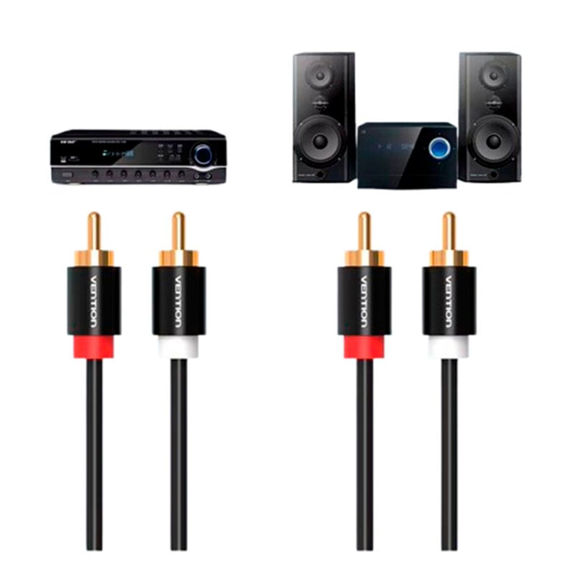 VENTION - Cable 2 Rca (3m) Audio Estereo Mp3 DVD Tv Delgado DJ