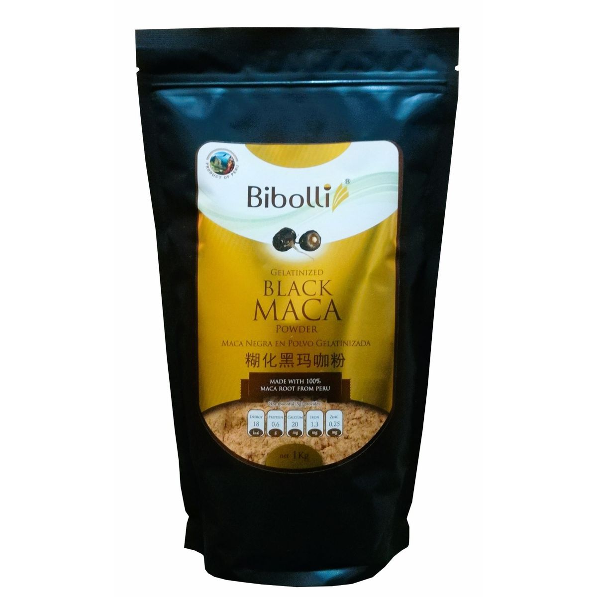 BIBOLLI - Harina de Maca Negra Gelatinizada de 1 Kilo
