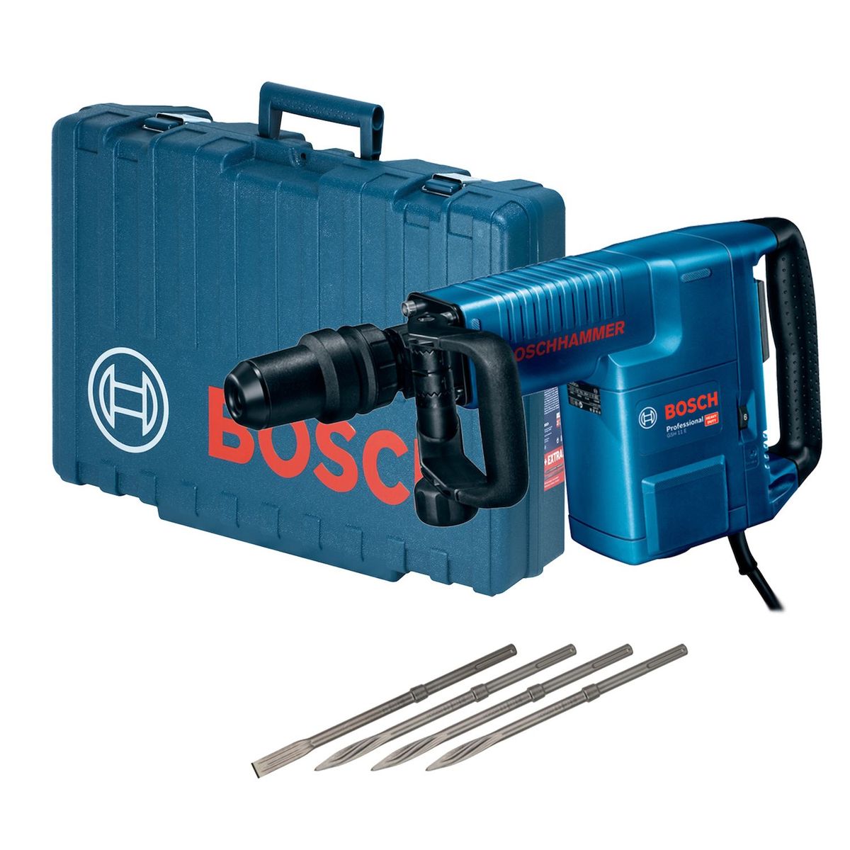 BOSCH - Martillo Demoledor GSH 11 E-1500W + 4 Cinceles + Maletín Bosch