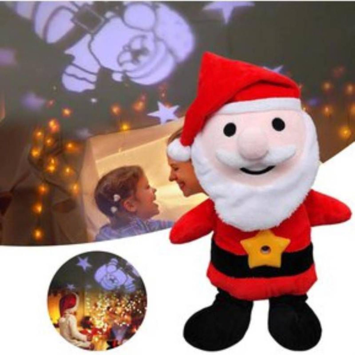 GENERICO - PAPA NOEL DE PELUCHE CON PROYECTOR DE LUZ MUSICA