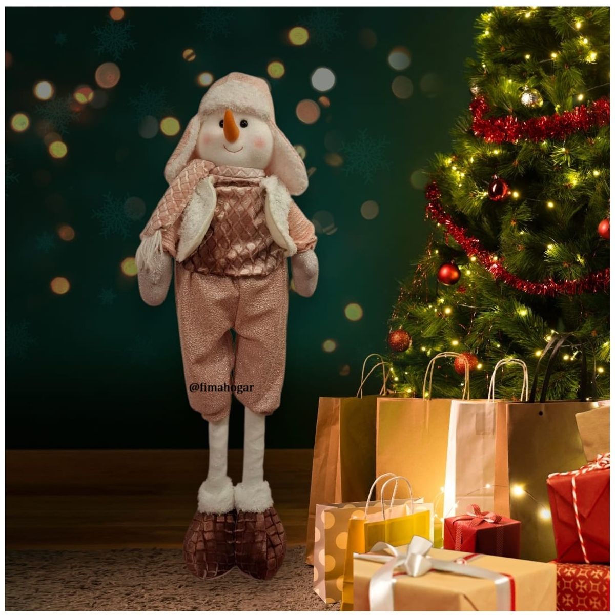 GENERICO - Muñeco de navidad patilarga nieve rosado 80 cm